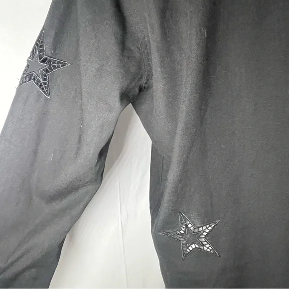 Rails‎ Charli Eyelet Stars Linen Blend Button Down Shirt Black Size Medium Boho - Picture 7 of 11